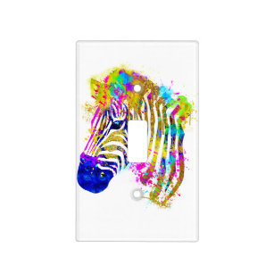 Rainbow Watercolor Paint Splatter Zebra Graphic Light Switch Cover