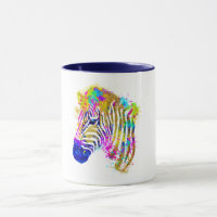Rainbow Watercolor Paint Splatter Zebra Graphic