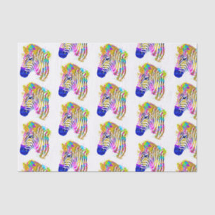 Rainbow Watercolor Paint Splatter Zebra Graphic Tissue Paper