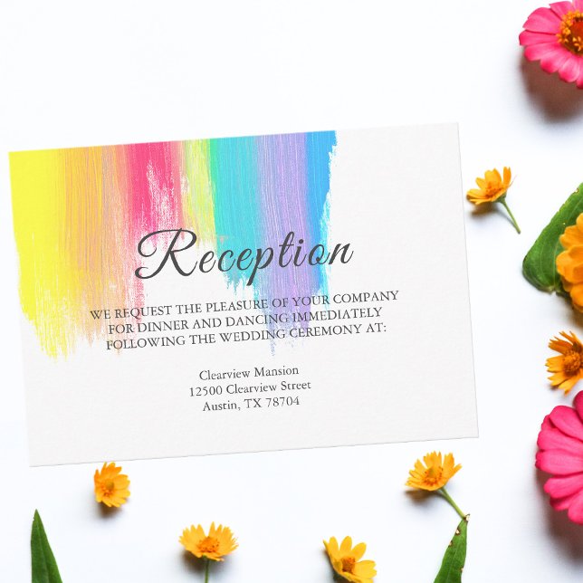 Rainbow Watercolor Paint Strokes LGBTQ Reception Enclosure Card (Creator Uploaded)