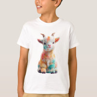 Rainbow Watercolor Painted Baby Goat Kids