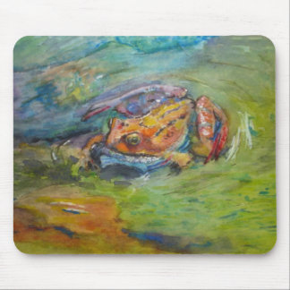 Rainbow Watercolor Painted Happy Frog Mouse Pad