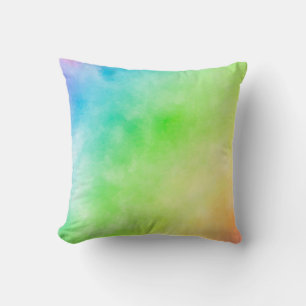 Rainbow watercolor painting throw pillow