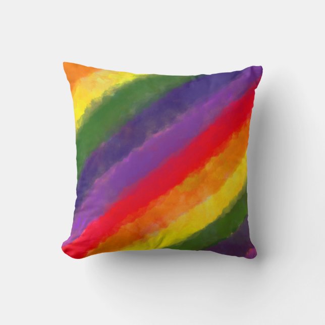 Rainbow Watercolor Painting Throw Pillow (Front)