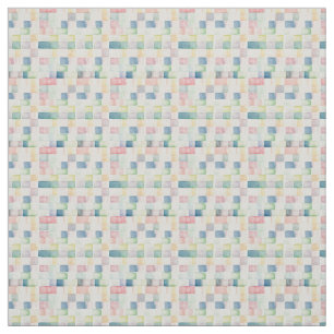 Rainbow Watercolor Pastel Geometric Blocks Fabric
