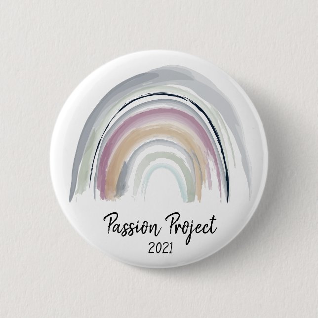 Rainbow Watercolor Pastel Retreat Project  2 Inch Round Button (Front)