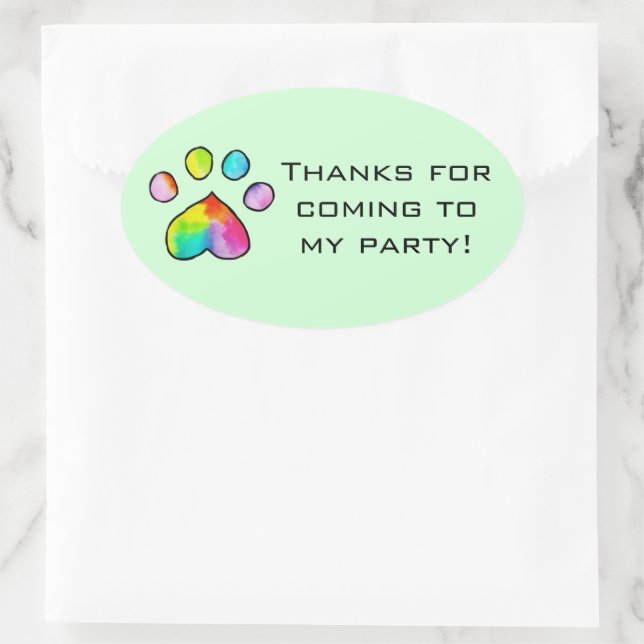 Rainbow Watercolor Paw Print Stickers (Bag)