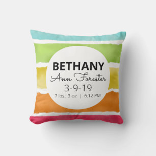 Rainbow Watercolor Personalized Baby Pillow