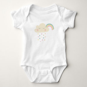 Rainbow Watercolor Pink CloudsPastels Baby Bodysuit