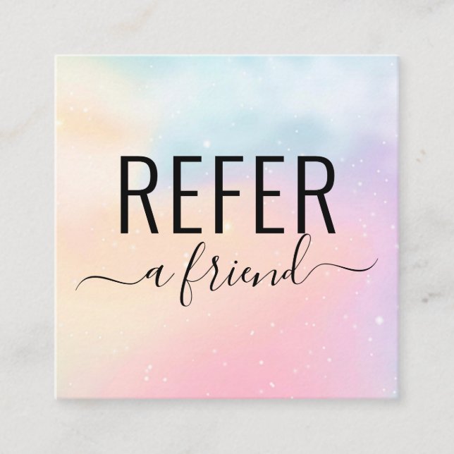 Rainbow Watercolor Refer A Friend Referral Card (Front)