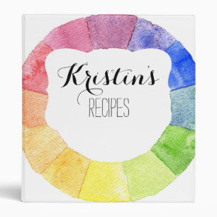 Rainbow watercolor ring modern colourful circle binder