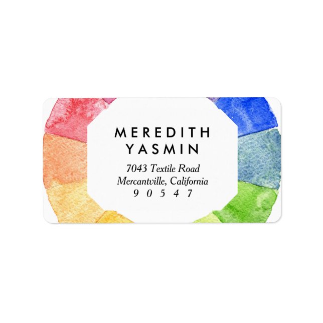 Rainbow watercolor ring modern colourful circle label (Front)