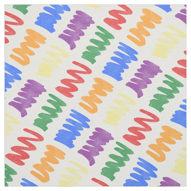 Rainbow Watercolor Scribbles Pattern Fabric (Swatch)