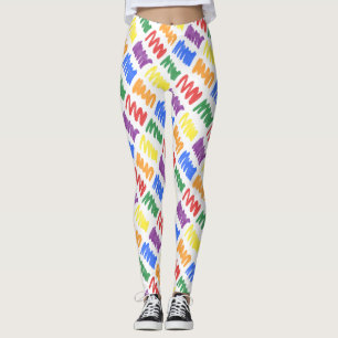 Rainbow Watercolor Scribbles Pattern Leggings