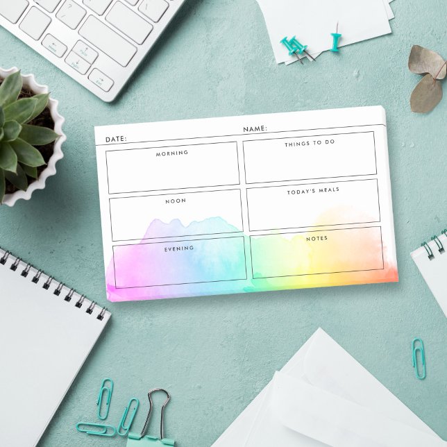 Rainbow Watercolor Simple Daily Organizer Post-it Notes (Creator Uploaded)