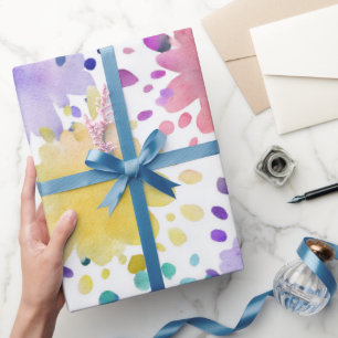 Rainbow Watercolor Splash Abstract Pattern Wrapping Paper