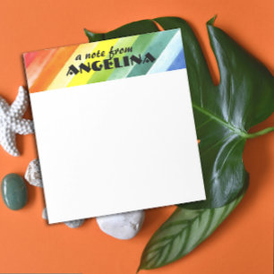  Rainbow Watercolor splash strips black letter Notepad