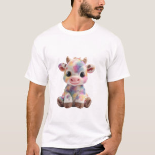 Rainbow Watercolor Splatter Cow Men T-Shirt