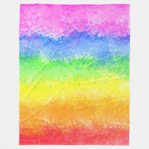 Rainbow watercolor splatter stylish chic fleece blanket