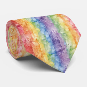Rainbow Watercolor Stripes Pattern  Tie