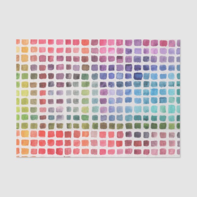 Rainbow Watercolor Swatches Tissue Paper (Front)