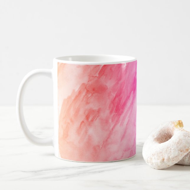 Rainbow Watercolor Texture Abstract Painting Coffe Coffee Mug (With Donut)