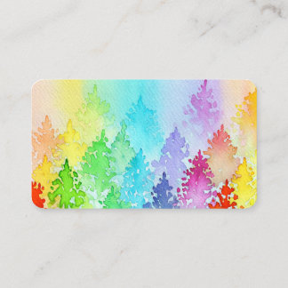 Rainbow Watercolor Trees Business Card