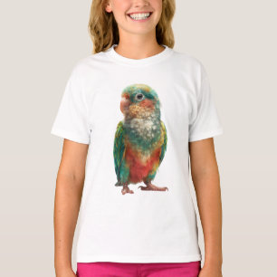 Rainbow Watercolor Tropical Parakeet Bird Kids T-Shirt