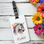 Rainbow Watercolor Unicorn Monogram Luggage Tag<br><div class="desc">This design was created though digital art. It may be personalized in the area provide or customizing by choosing the click to customize further option and changing the name, initials or words. You may also change the text colour and style or delete the text for an image only design. Contact...</div>