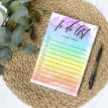 Rainbow Watercolor Wash Checkbox To Do List Post-it Notes<br><div class="desc">Personalized notes with a practical to do list. The post-its' to do list has checkboxes to easily see which tasks or chores you've completed. Customize by adding your name. To do list is written in beautifully swirly calligraphy against a watercolor wash in a rainbow ombre.</div>
