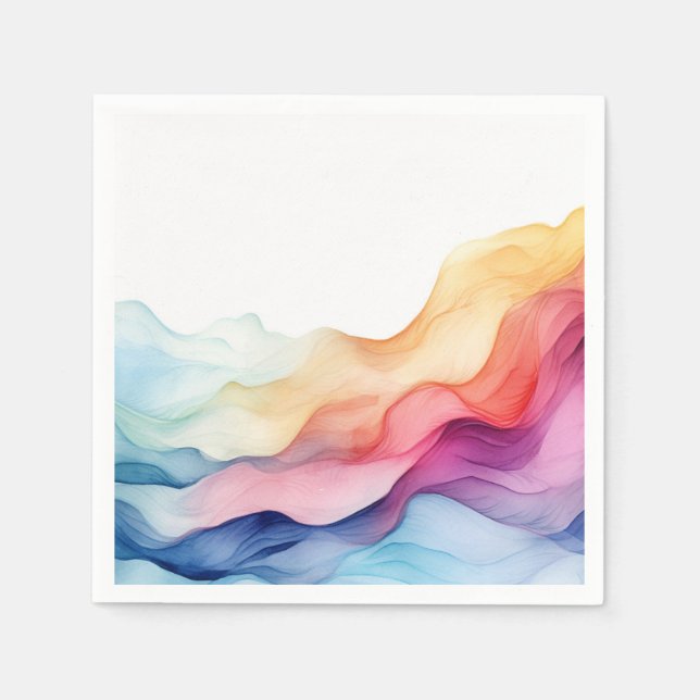 Rainbow Watercolor Wave Napkin (Front)