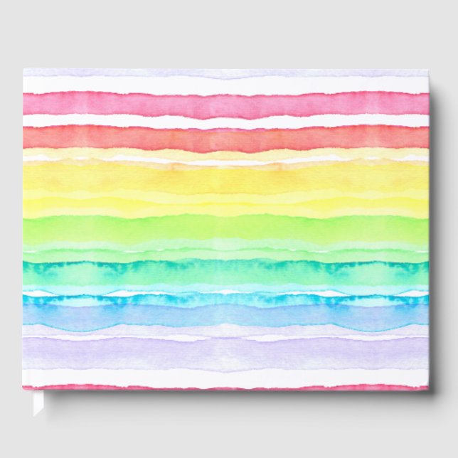 Rainbow Watercolor Wedding Guest Book (Front)