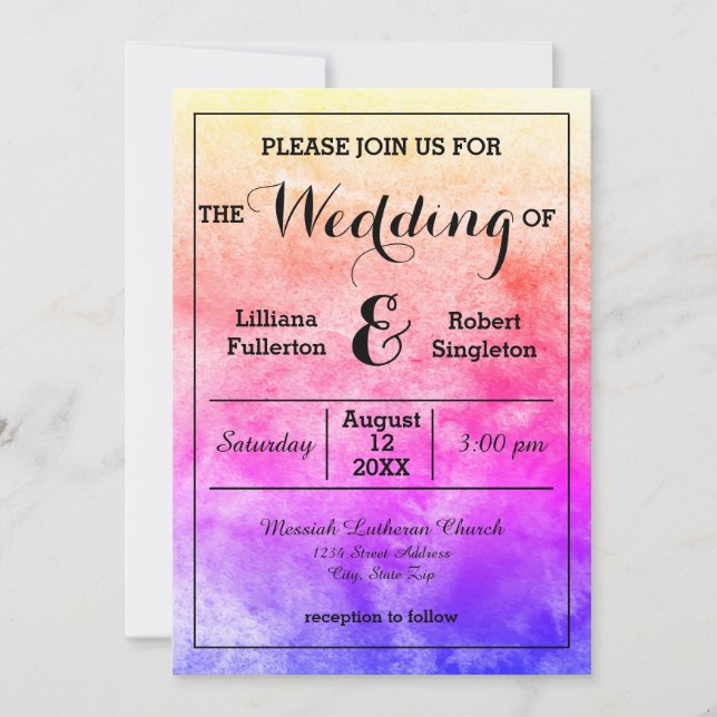 Rainbow Watercolor - Wedding Invitation (Front)
