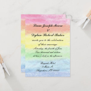 "Rainbow Watercolor" Wedding Invitations