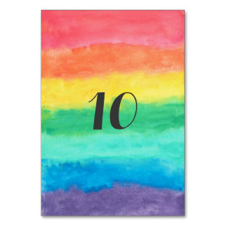 Rainbow Watercolor Wedding Table Number