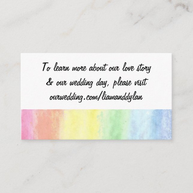"Rainbow Watercolor" Wedding Website Cards (Front)