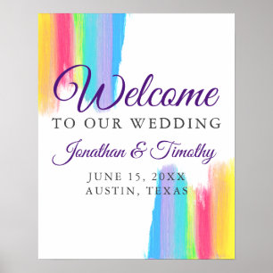 Rainbow Watercolor Welcome to our Wedding Poster