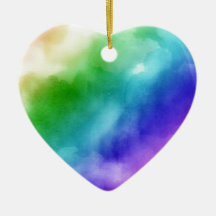 Rainbow Watercolors Ceramic Ornament