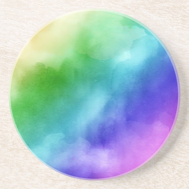 Rainbow Watercolors Coaster (Front)