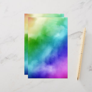 Rainbow Watercolors Stationery