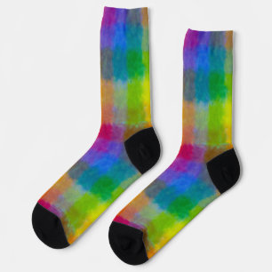 Rainbow Watercolour Squares Socks