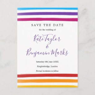 Rainbow Watercolours Save the Date Card