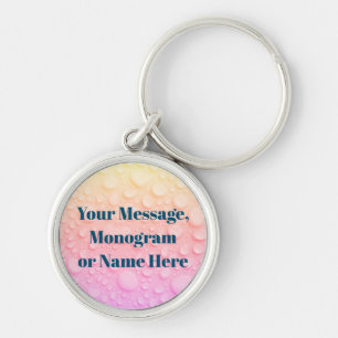 Rainbow Waterdrops, Message Monogram/Name Photo Keychain