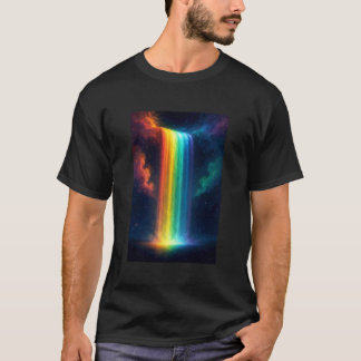 Rainbow Waterfall at Night Fantasy Landscape Dream T-Shirt