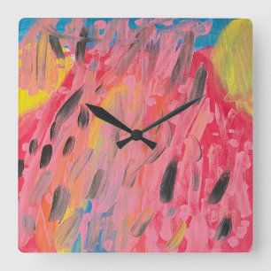 Rainbow Waterfall Painting  Square Wall Clock