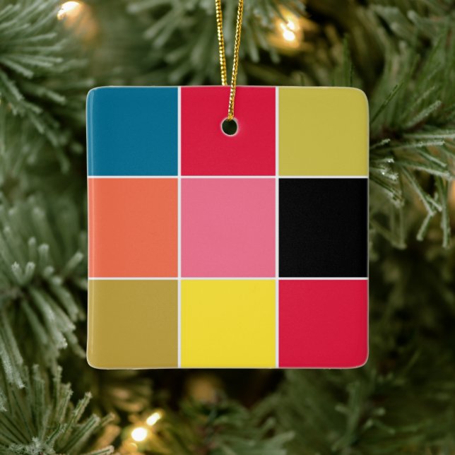 Rainbow Waterfall Squares  Ceramic Ornament (Tree)