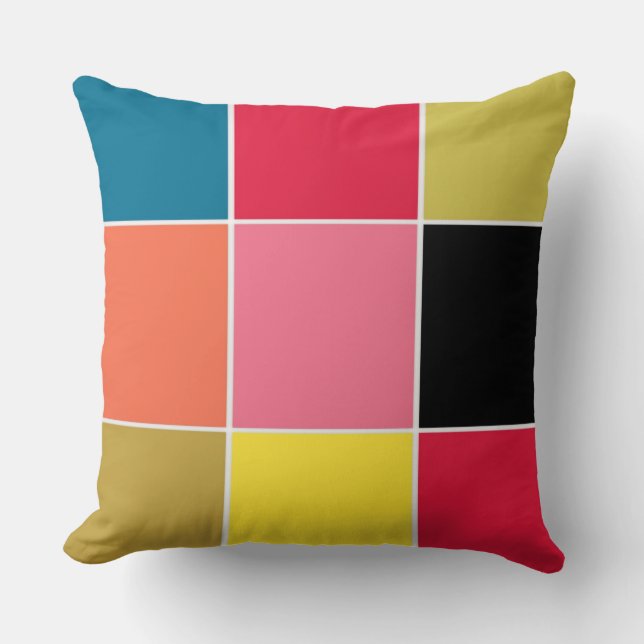 Rainbow Waterfall Squares  Throw Pillow (Front)
