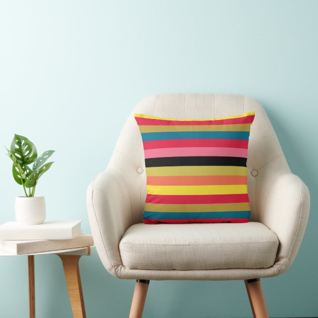 Rainbow Waterfall Stripes  Throw Pillow (Chair)