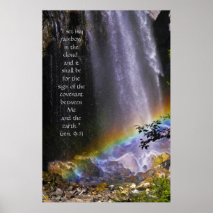 Rainbow Waterfall w/Scripture Verse Poster