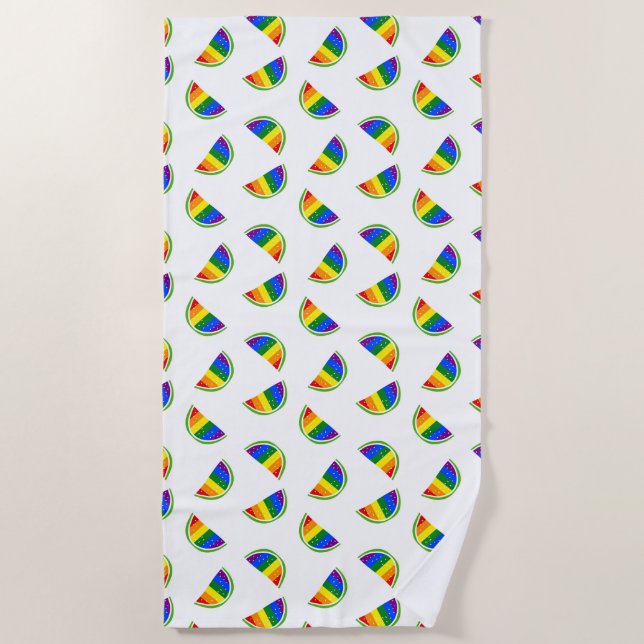 Rainbow Watermelon Pattern Beach Towel (Front)